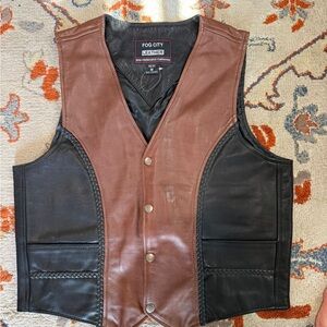 Men’s Two-Tone Brown & Black Leather Vest